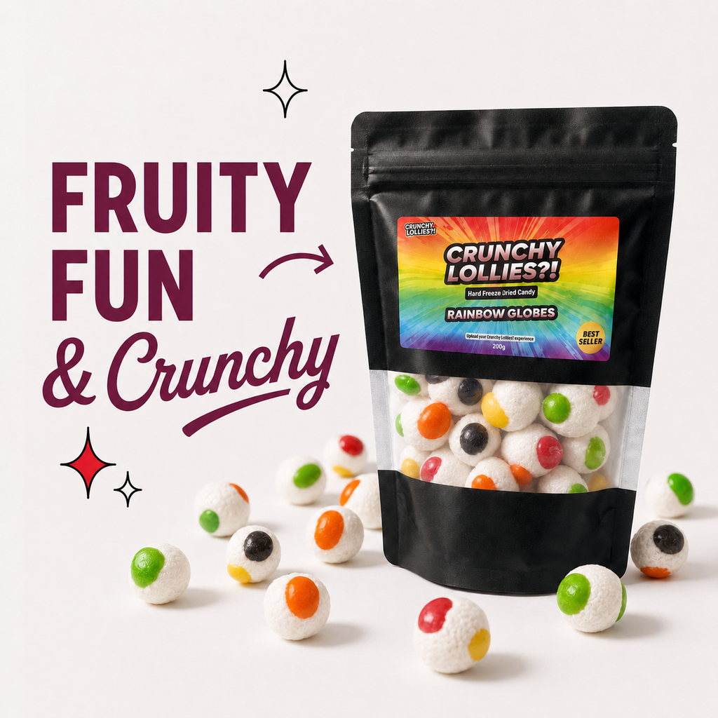 Rainbow Globes Freeze Dried Fruity Lollies